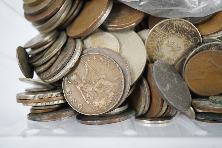 Assorted coins including some 19th century silver. Condition - varies